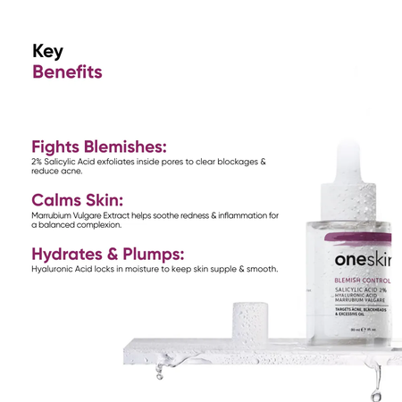 Oneskin Blemish Control Serum, Salicylic Acid 2% + Marrubium Valgare, No Fragrance, For Acne-Prone Skin, 30ml - Image 4