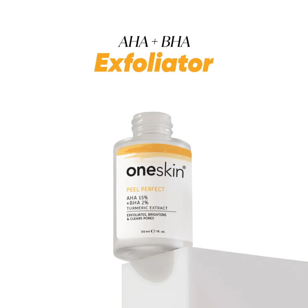 Oneskin Peel Perfect Serum, AHA 15% + BHA 2% + Turmeric Extract, Paraben, Alcohol & Sulfate Free, For Acne-Prone Skin, 30ml - Main Image