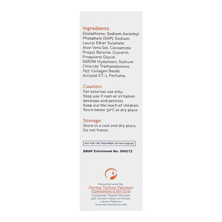 Derma Techno Neuage Skin Brightening Face Wash, Glutathione, Glycerin, For Skin Brightening, 60ml - Image 2