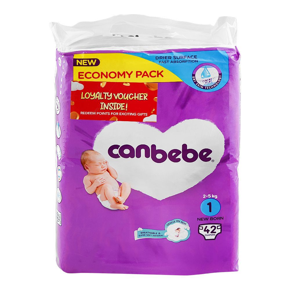 Canbebe Diaper Economy Pack, For Newborn, No.1, 2-5KG, 42-Pack - Main Image