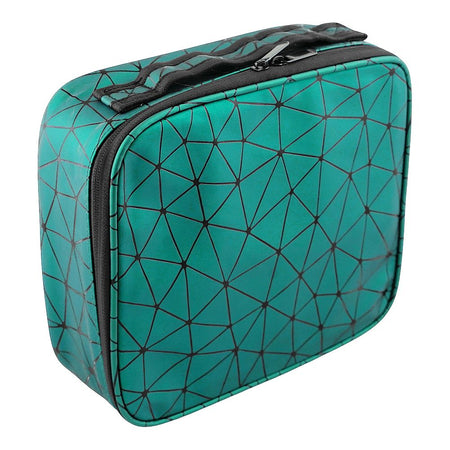 AJF PU Diamond Print Cosmetic Bag Organizer, Large, 25 x 22 x 8cm, Green - Image 2