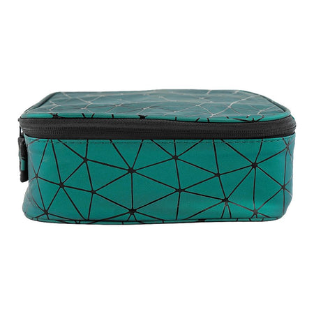 AJF PU Diamond Print Cosmetic Bag Organizer, Large, 25 x 22 x 8cm, Green - Image 3