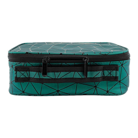 AJF PU Diamond Print Cosmetic Bag Organizer, Large, 25 x 22 x 8cm, Green - Image 4