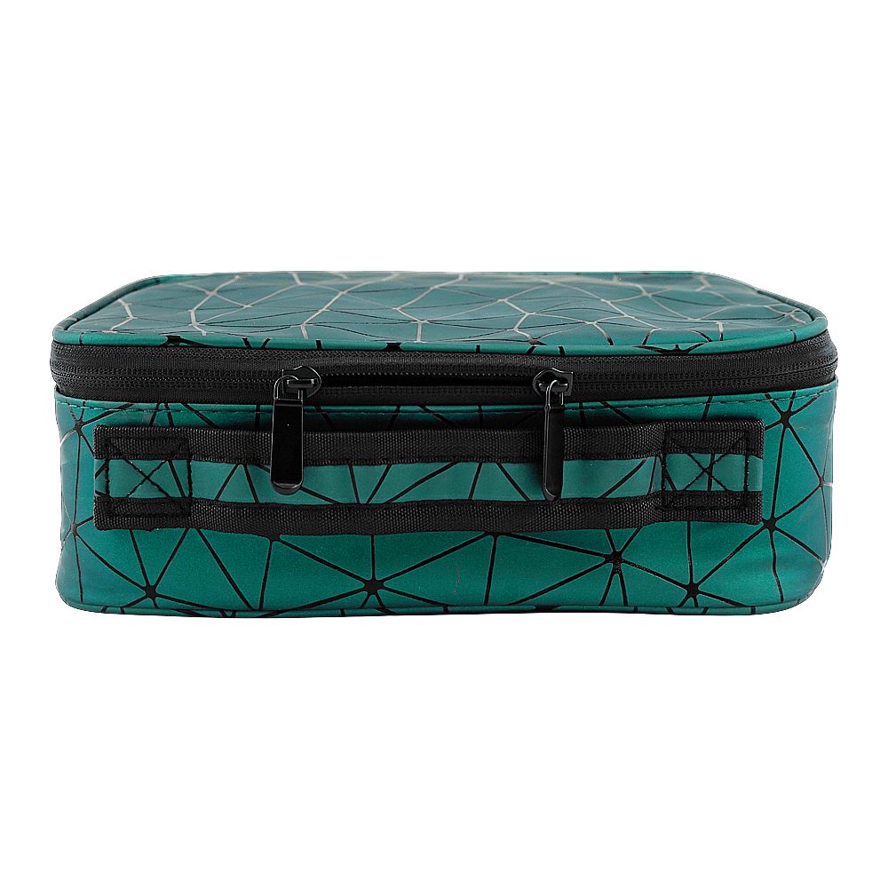 AJF PU Diamond Print Cosmetic Bag Organizer, Large, 25 x 22 x 8cm, Green - Image 4