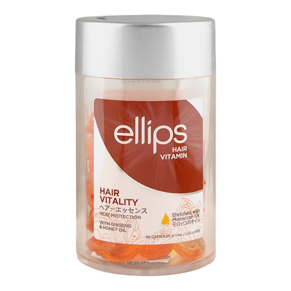 Ellips Hair Vitamin Ginseng & Honey Oil Hair Vitality Capsule, Ginseng, Honey Oil & Moroccan Oil, For Broken & Rough Hair, 50-Pack - Main Image