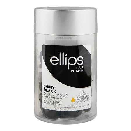 Ellips Hair Vitamin Candlenut & Aloe Vera Oil Shiny Black Capsule, Candlenut, Aloe Vera Oil & Moroccan Oil, For Glossy Hair, 50-Pack - Main Image