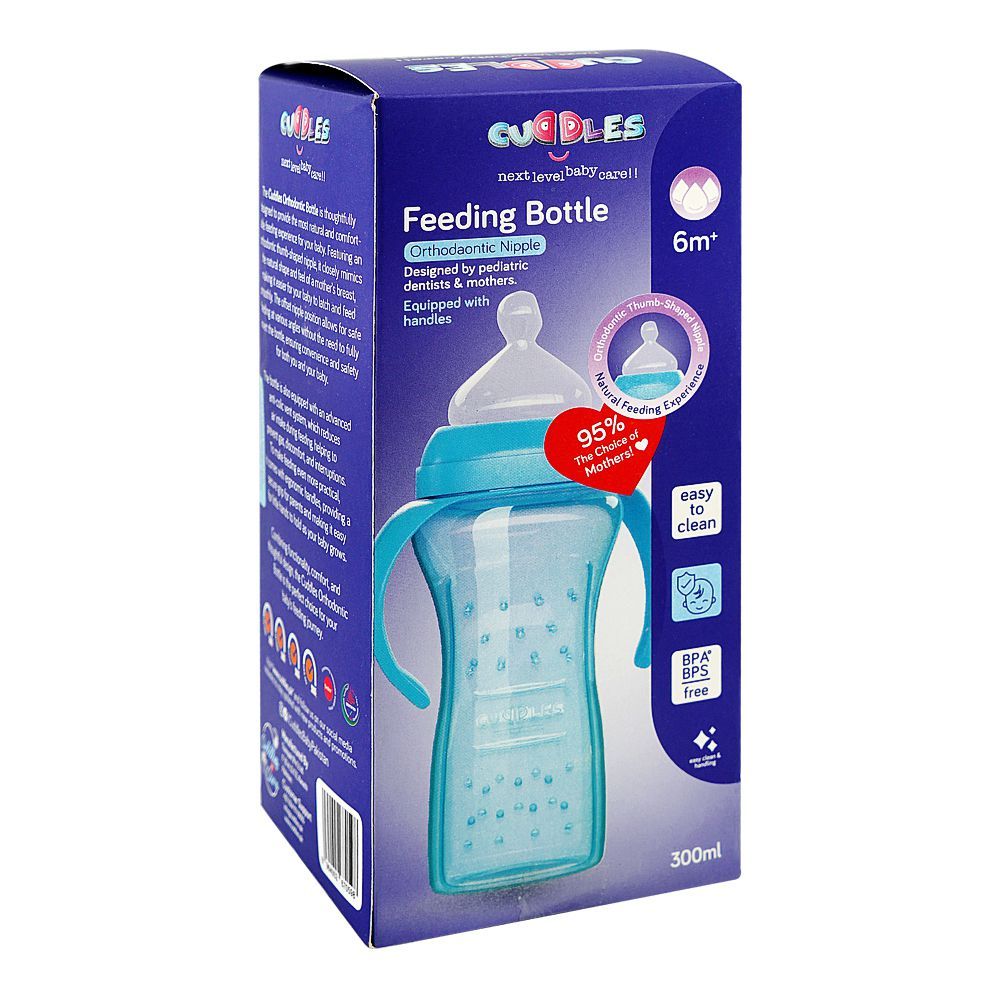 Cuddles Orthodaontic Nipple Feeding Bottle, For 6 Months+ BPA & BPS Free, Purple, 300ml - Image 3