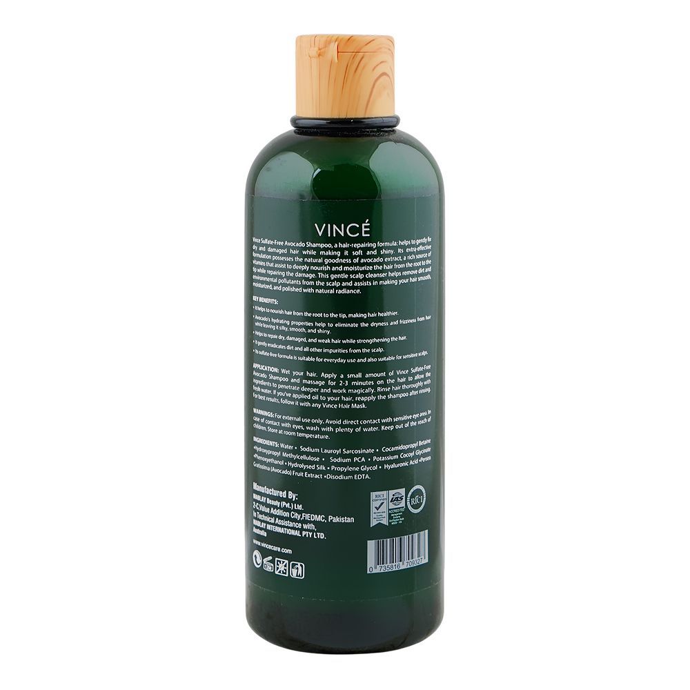 Vince Avocado Shampoo, Sulfates, Paraben & Fragrance Free, For Sensitive Scalp, 300ml - Image 3