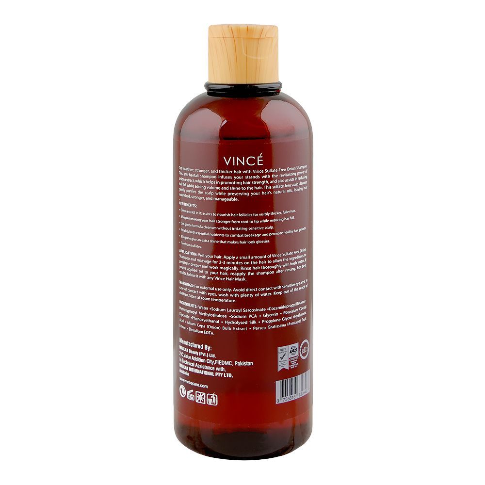 Vince Onion Shampoo, Sulfates, Paraben & Fragrance Free, For Sensitive Scalp, 300ml - Image 3