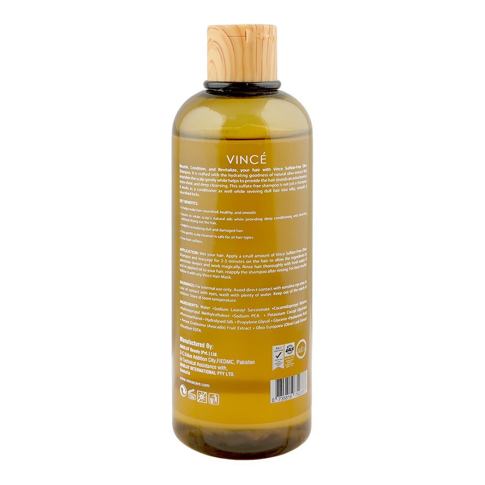 Vince Olive Shampoo, Sulfates, Paraben & Fragrance Free, For All Types Of Hair, 300ml - Image 3