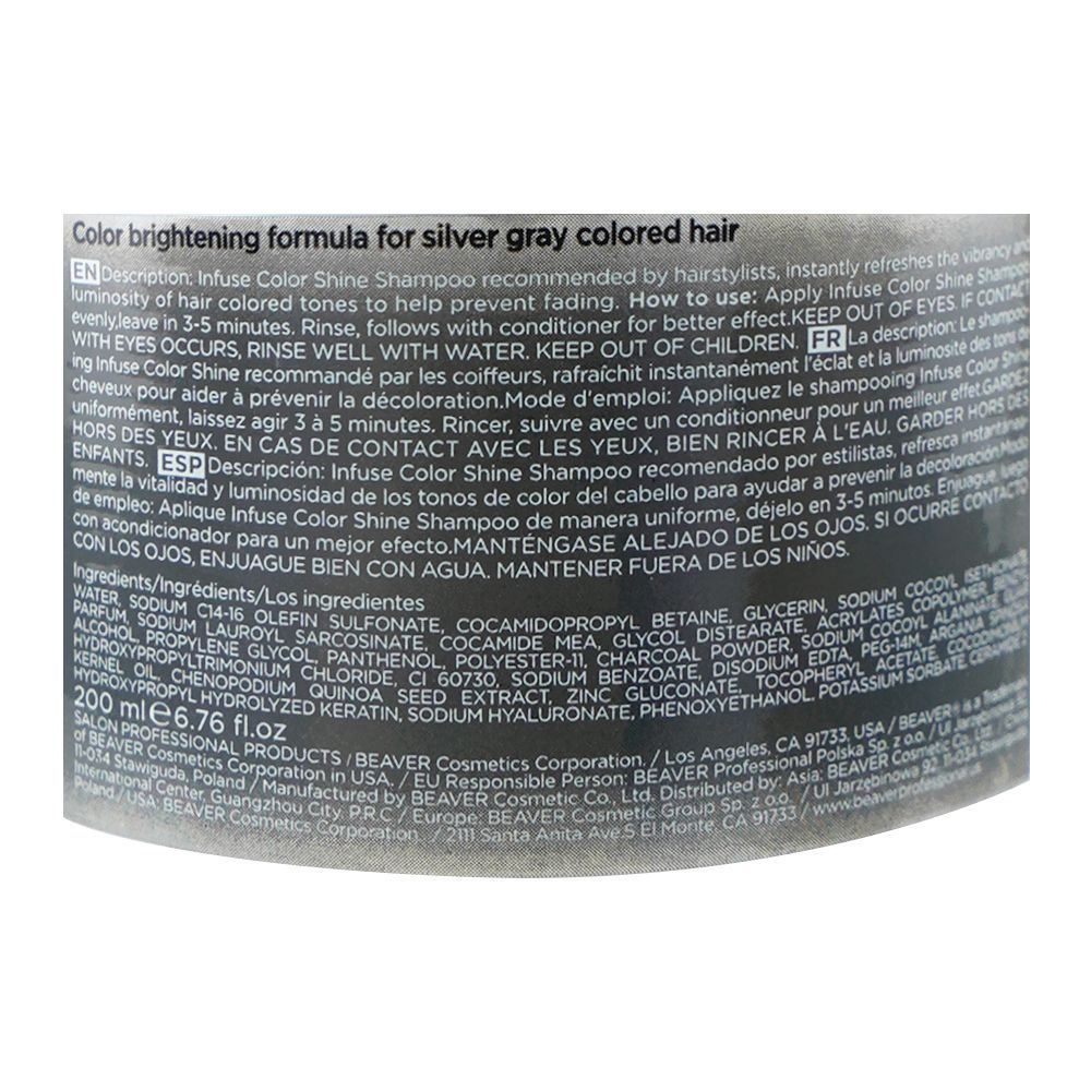 Beaver Color Shine Silver Infuse Shampoo, Sulfate, Paraben & Ammonia Free, 200ml - Image 3