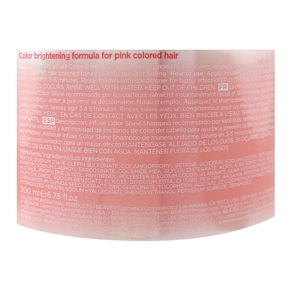 Beaver Color Shine Pink Infuse Shampoo, Sulfate, Paraben & Ammonia Free, 200ml - Image 3