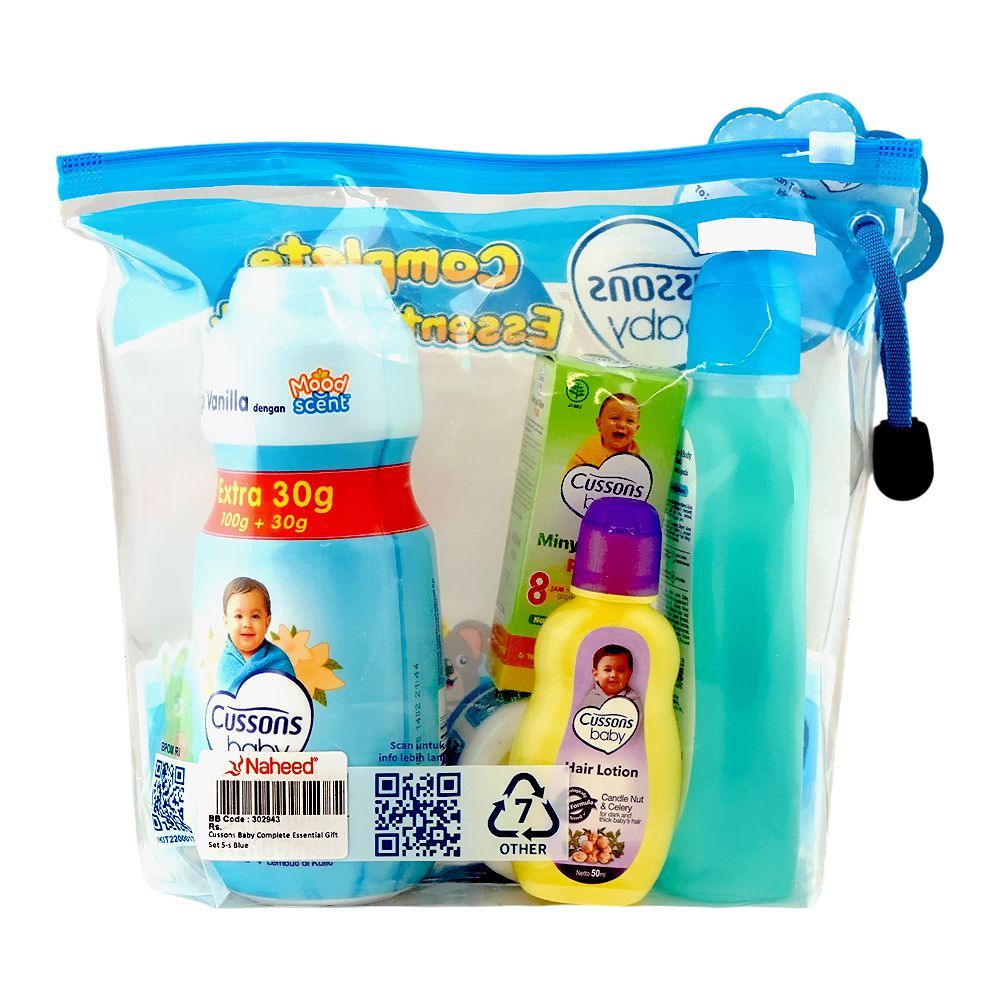Cussons Baby Complete Essential Gift Set, Blue, 5-Pack - Image 2