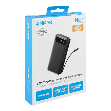 Anker 20000mAh Two-Way Power With Built-In 65W USB-C Port & Cable, 87W USB-A Port, Power Bank, Black, A1383H11 - Image 2