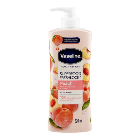 Vaseline Healthy Bright Super Food Fresh Lock Peach 10X Body Lotion, Vitamin E, 320ml - Image 2