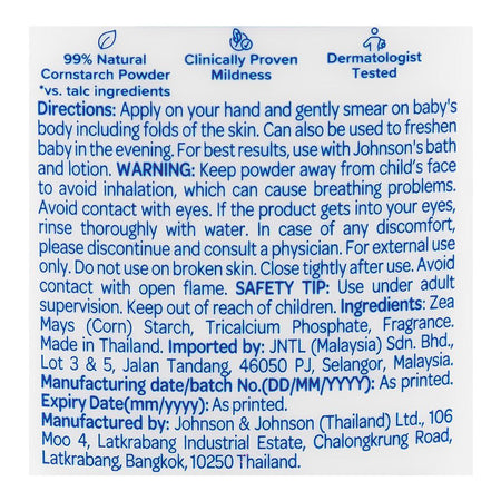 Johnson's Blossoms Corn Starch Baby Powder, Paraben, Phthalates & Dyes, 500gm Thai - Image 3
