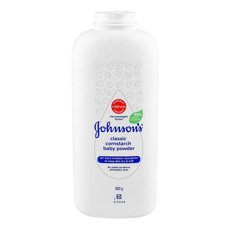 Johnson's Classic Corn Starch Baby Powder, Paraben, Phthalates & Dyes, For Dry Skin, 500gm Thai - Main Image