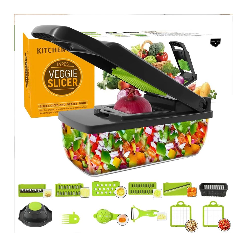AJF Multifunctional Vegitable Cutter & Chopper, 16-Pieces - Main Image