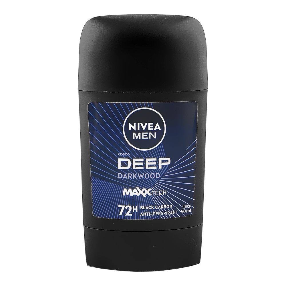 Nivea Men 72H Deep Black Carbon Dark Wood Deodorant Stick, Anti-Perspirant, 50ml - Main Image