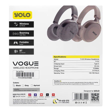 Yolo Vogue ANC Wireless Headphone, 50 Hours Play Time, Black, Y-510 - Image 3