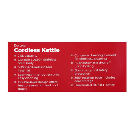 West Point Deluxe Cordless Kettle, 2-Liters, 1850-2200W, 220-240V, WF-6184 - Image 4