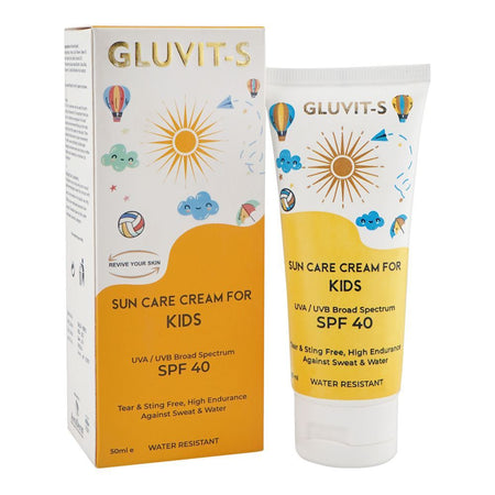 Asra Derm Gluvit-S Sun Care Cream For Kids, SPF-40, Cacao Seed Butter, Vitamin E, Water Resistant, 50ml - Main Image