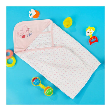 TG Kids Center Baby Hanger Wrapping Sheet, Pink White Heart - Main Image