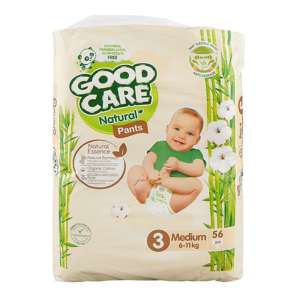 Good Care Natural Pants, Chlorine, Paraben & Latex Free, 3 Medium, 6-11KG, 56-Pack - Main Image