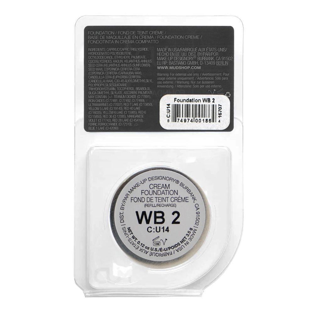 MUD Make-up Designory Cream Foundation Refill, WB2, 3.5g - Image 2
