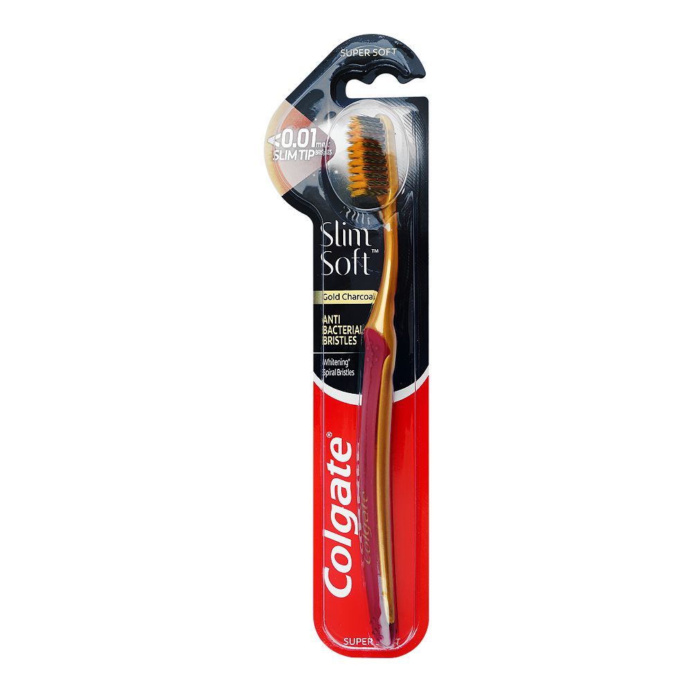 Colgate Slim Soft Gold Charcoal Toothbrush, Super Soft - Main Image