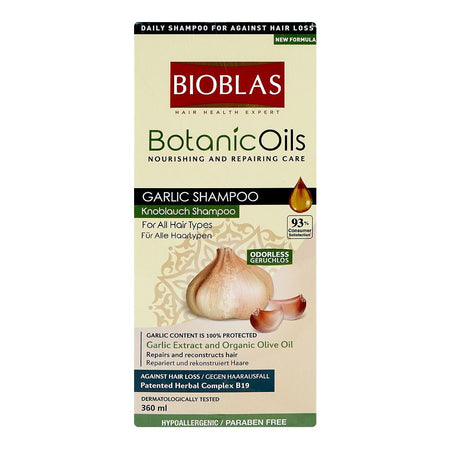 Bioblas Botanic Oil Garlic + Olive Oil Shampoo, For All Types Of Hair, 2 x 360ml - Image 2