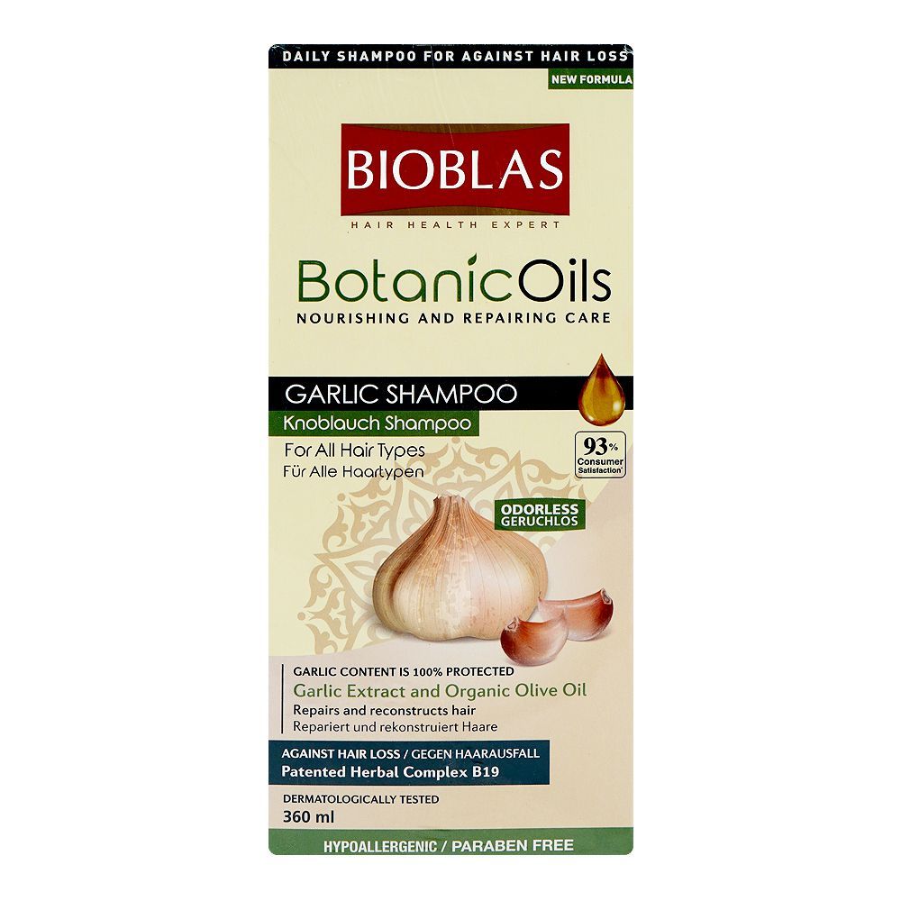 Bioblas Botanic Oil Garlic + Olive Oil Shampoo, For All Types Of Hair, 2 x 360ml - Image 2