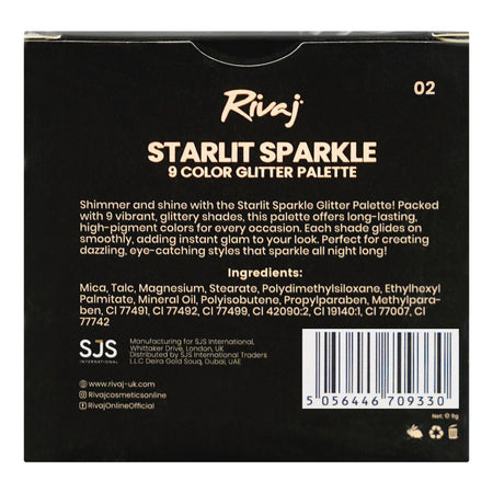 Rivaj UK Starlit Sparkle 9 Color Glitter Palette, 02, 9g - Image 3