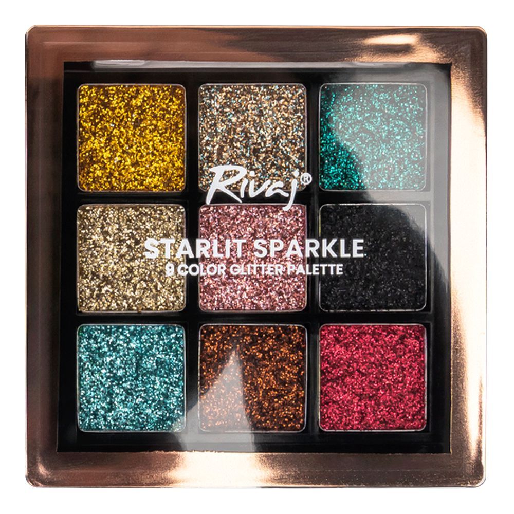 Rivaj UK Starlit Sparkle 9 Color Glitter Palette, 03, 9g - Main Image