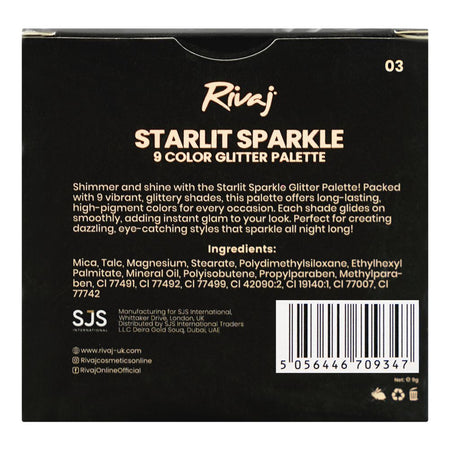 Rivaj UK Starlit Sparkle 9 Color Glitter Palette, 03, 9g - Image 3