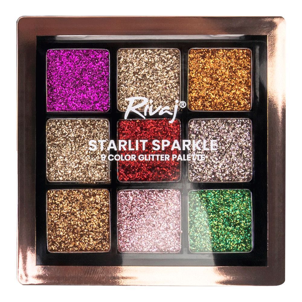 Rivaj UK Starlit Sparkle 9 Color Glitter Palette, 04, 9g - Main Image