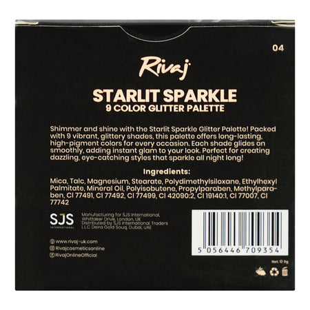 Rivaj UK Starlit Sparkle 9 Color Glitter Palette, 04, 9g - Image 3