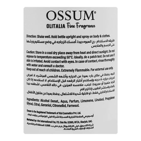 Ossum Love Spell Olitalia Fine Fragrance Body Mist, 250ml - Image 3