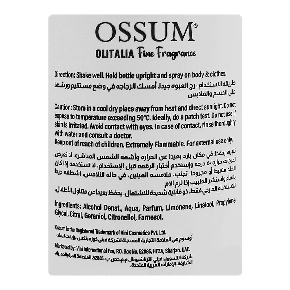 Ossum Love Spell Olitalia Fine Fragrance Body Mist, 250ml - Image 3