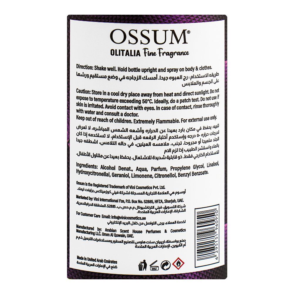 Ossum Sweet Devotion Olitalia Fine Fragrance Body Mist, 250ml - Image 3