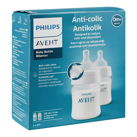 Avent Anti-Colic Feeding Bottle, For 0 Months+ 125ml, BPA Free, SCY100/02, 2-Pack - Image 2
