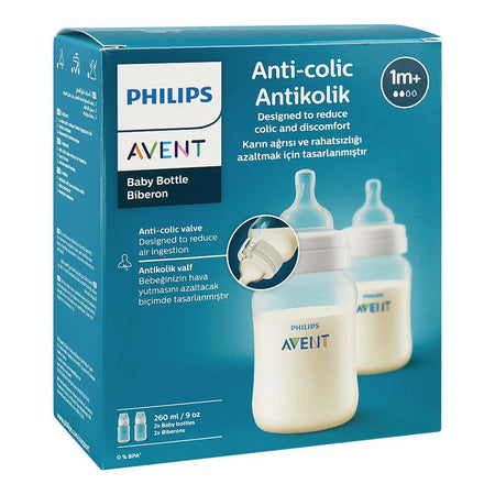 Avent Anti-Colic Feeding Bottle, For 1 Months+ 260ml, BPA Free, SCY103/02, 2-Pack - Image 2