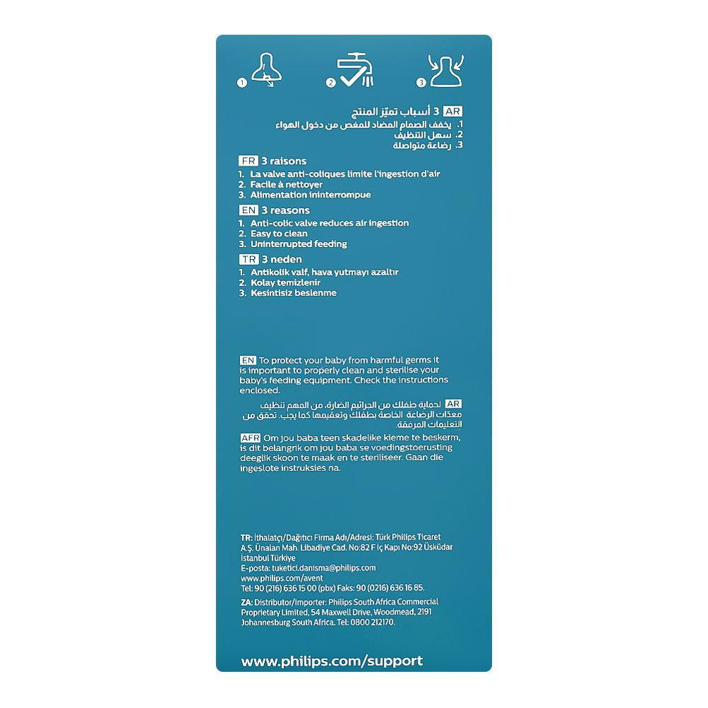 Avent Anti-Colic Feeding Bottle, For 1 Months+ 260ml, BPA Free, SCY103/02, 2-Pack - Image 4