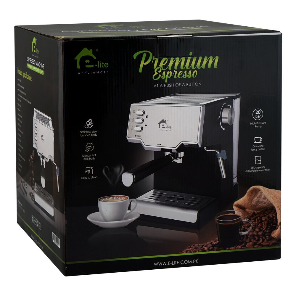 E-Lite Premium Espresso Machine, 850W, 1.6 Liters Water Tank, EEM-010 - Image 4