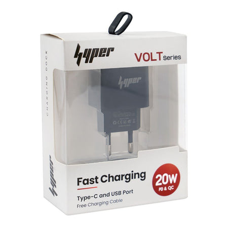 Yolo Hyper Volt Series 20W PD & QC Type-C & USB-A Port Fast Charger With Cable, Black, Y-203 - Image 3