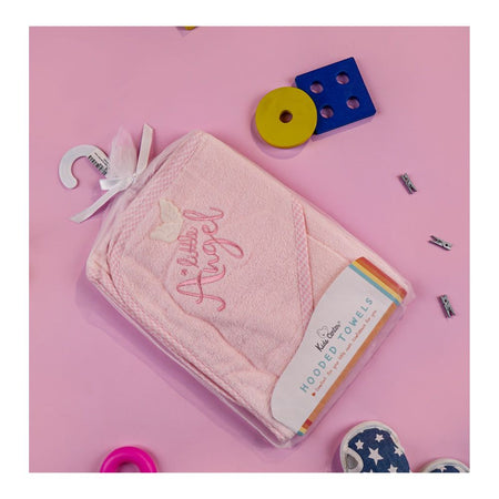 TG Kids Center Baby Hooded Bath Towel, Baby Pink Little Angle - Image 3