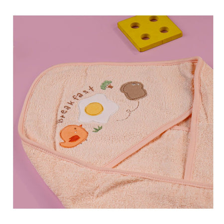 TG Kids Center Baby Hooded Bath Towel, Peach Multi Breakfast - Image 2