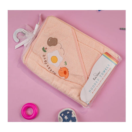 TG Kids Center Baby Hooded Bath Towel, Peach Multi Breakfast - Image 3