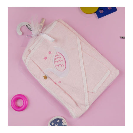 TG Kids Center Baby Hooded Bath Towel, Pink White Duck - Image 3