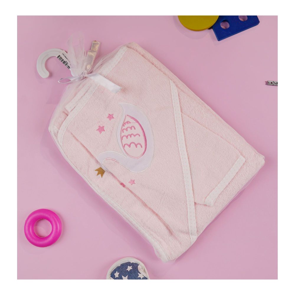 TG Kids Center Baby Hooded Bath Towel, Pink White Duck - Image 3